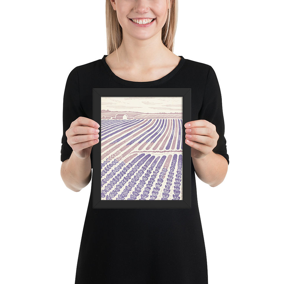 Thumbnail: Lavender Fields Linocut Style Wall Art