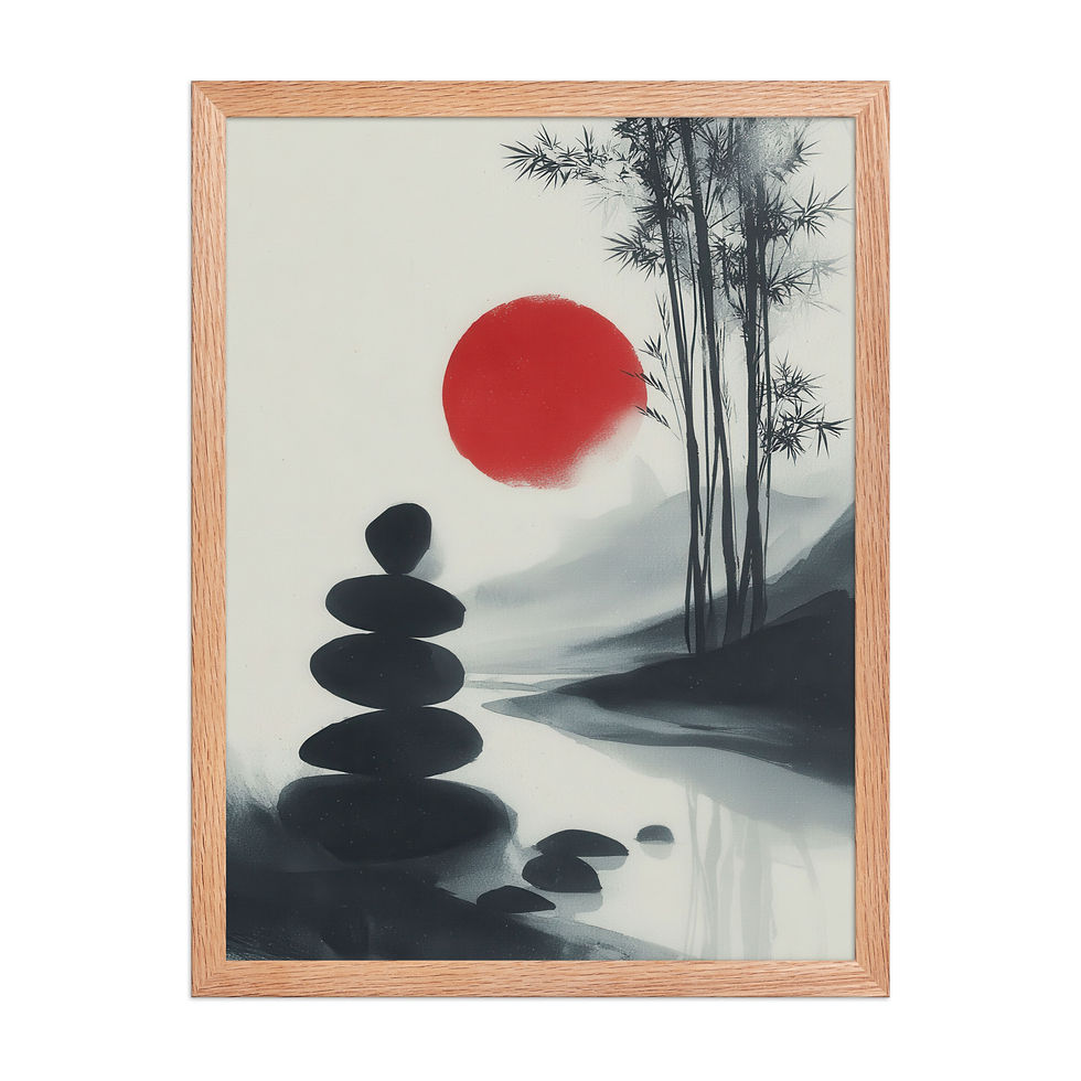Thumbnail: Japandi Landscape with a Red Sun