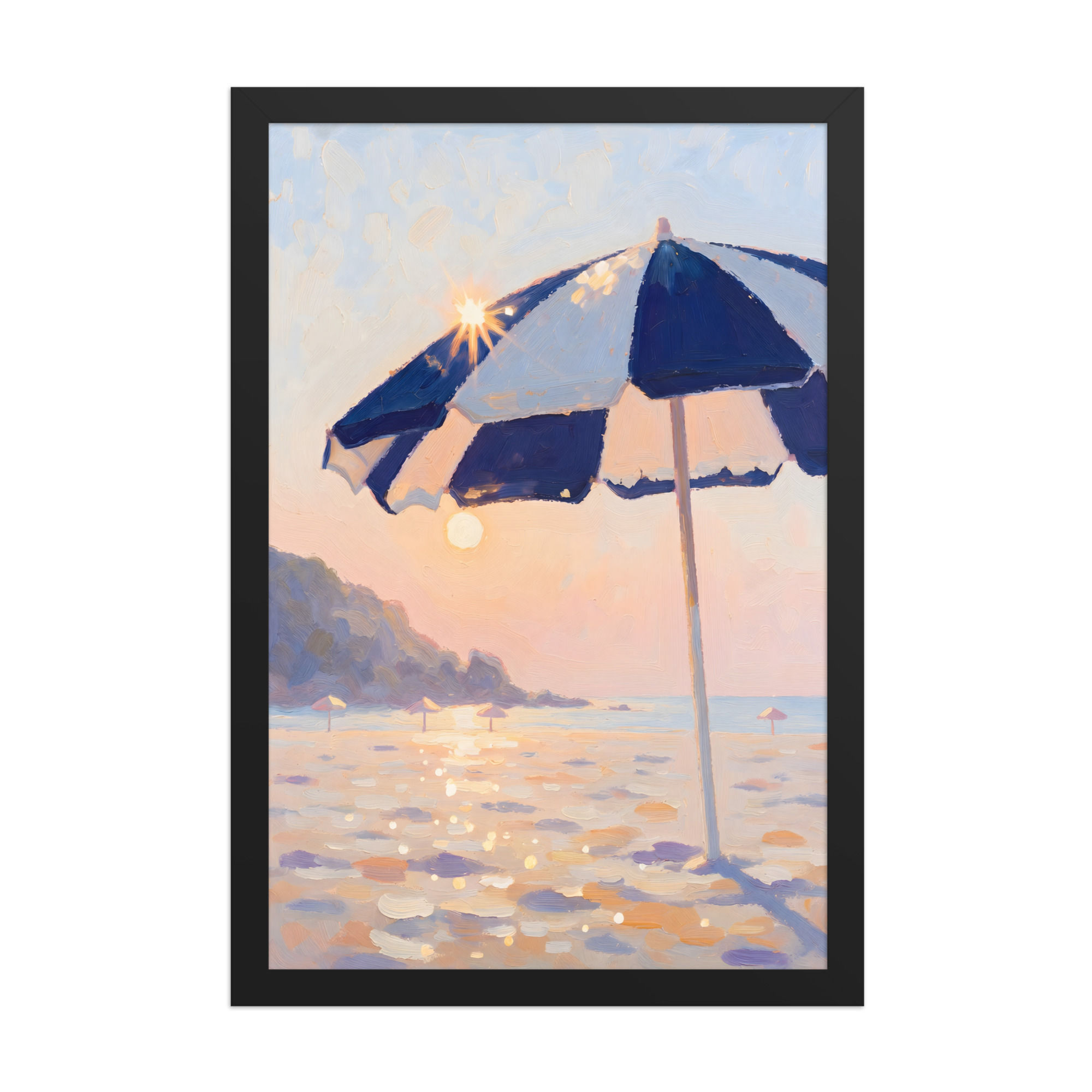 Golden Beach Umbrella Framed Summer Mega Wall Art