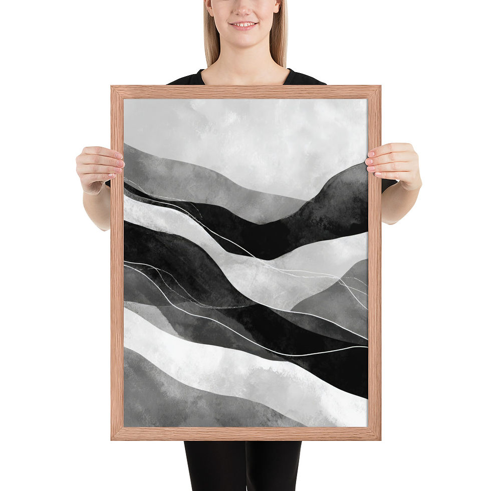 Thumbnail: Black & Beige Abstract Wall Art Print 