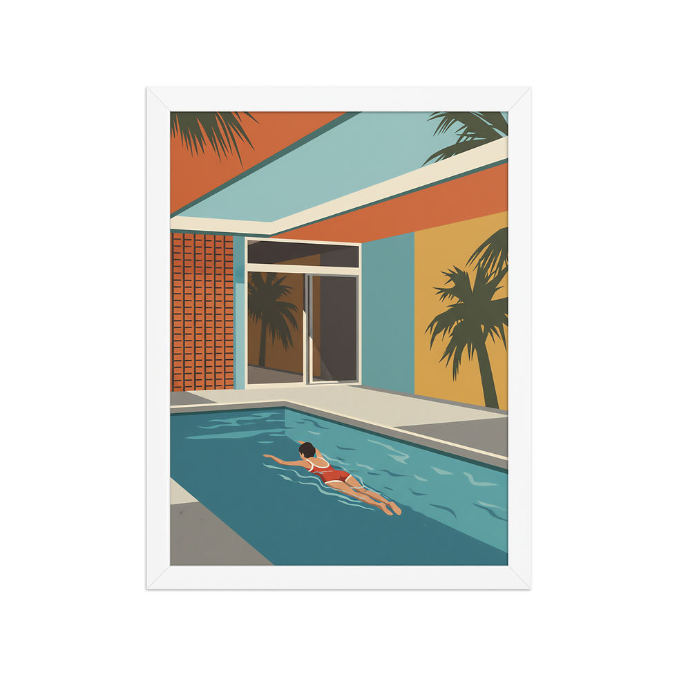 Thumbnail: Mid Century Swimmer in Pool Art Print