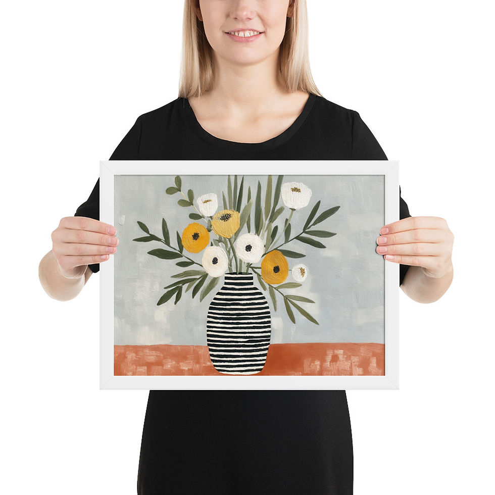 Thumbnail: Modern Floral Still Life Print | Contemporary Vase Wall Art Framed Decor