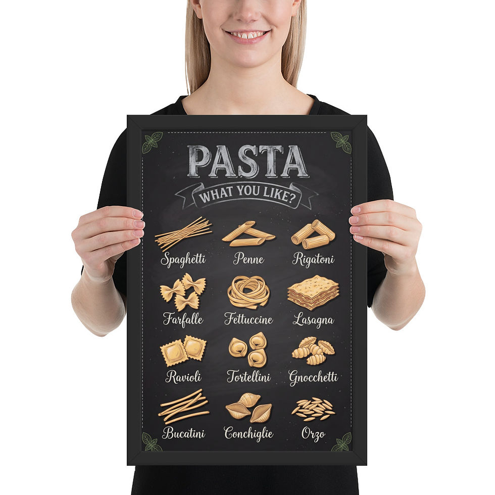 Thumbnail: Pasta Guide — Illustrated Chalkboard Chart — Framed Mega Print