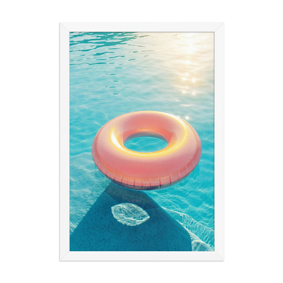 Thumbnail: Pool Glow — Pink Float Ring — Framed Summer Print 