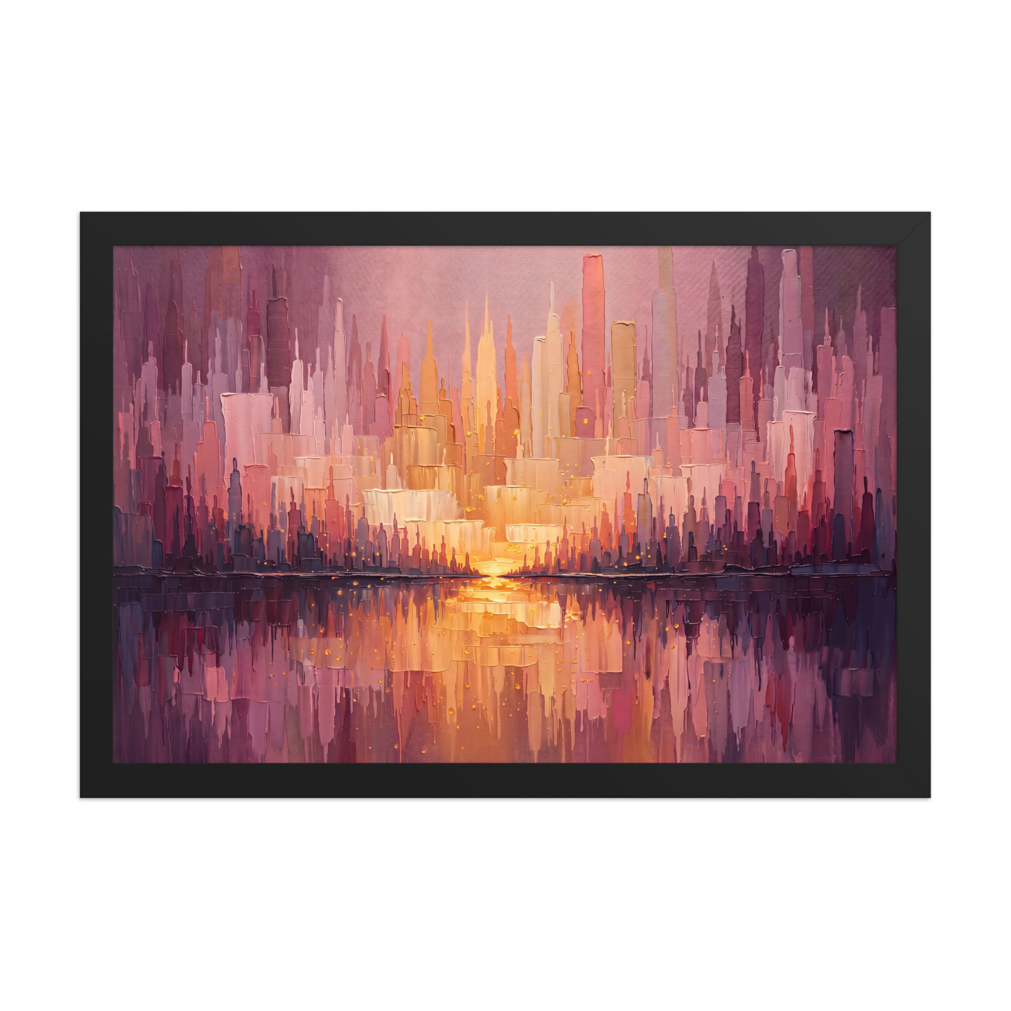 Vertical Cascade Abstract Framed Mega Wall Art