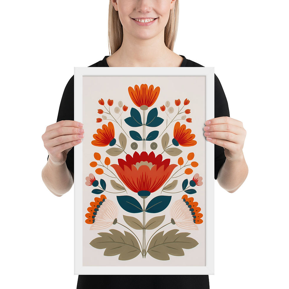 Thumbnail: Botanical Folk Wall Art - Scandinavian Charm for Your Space