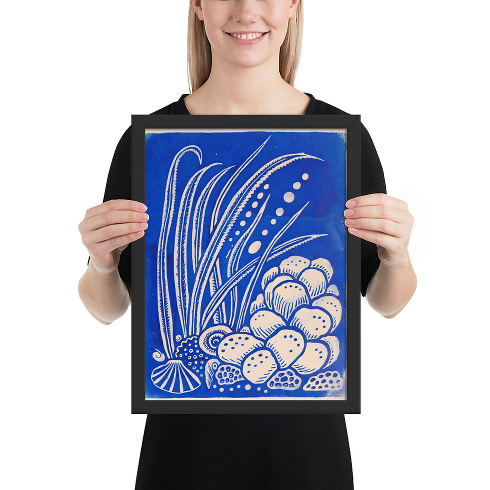 Thumbnail: Coral and Seagrass Simple Coastal Art Print