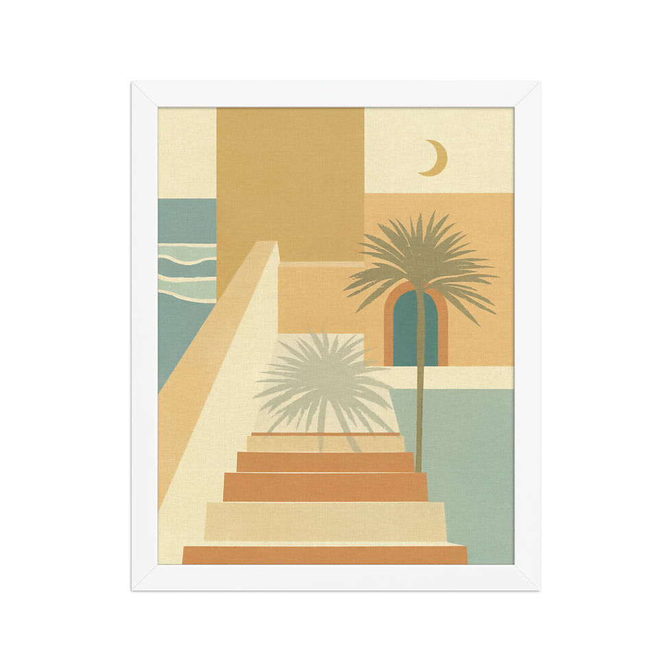 Thumbnail: Geometric Palm and Stairs Abstract Art Print