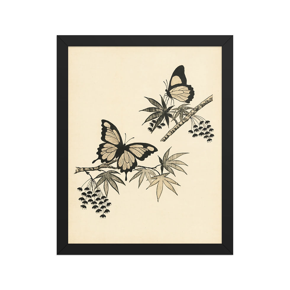 Thumbnail: Abstract Monarch Butterflies Ftamed Art Print