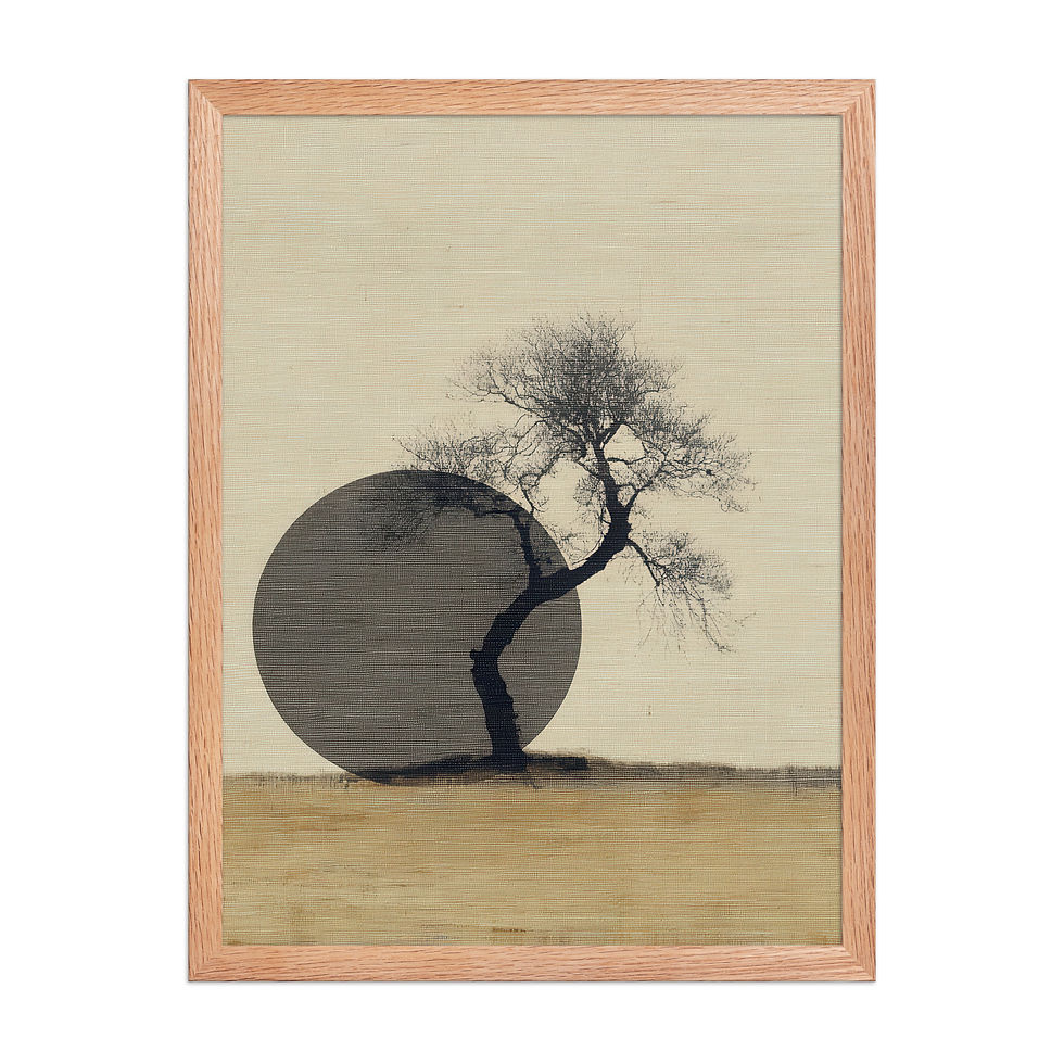 Thumbnail: Japandi Bonsai Tree Silhouette with Dark Moon Sumi-e Inspired