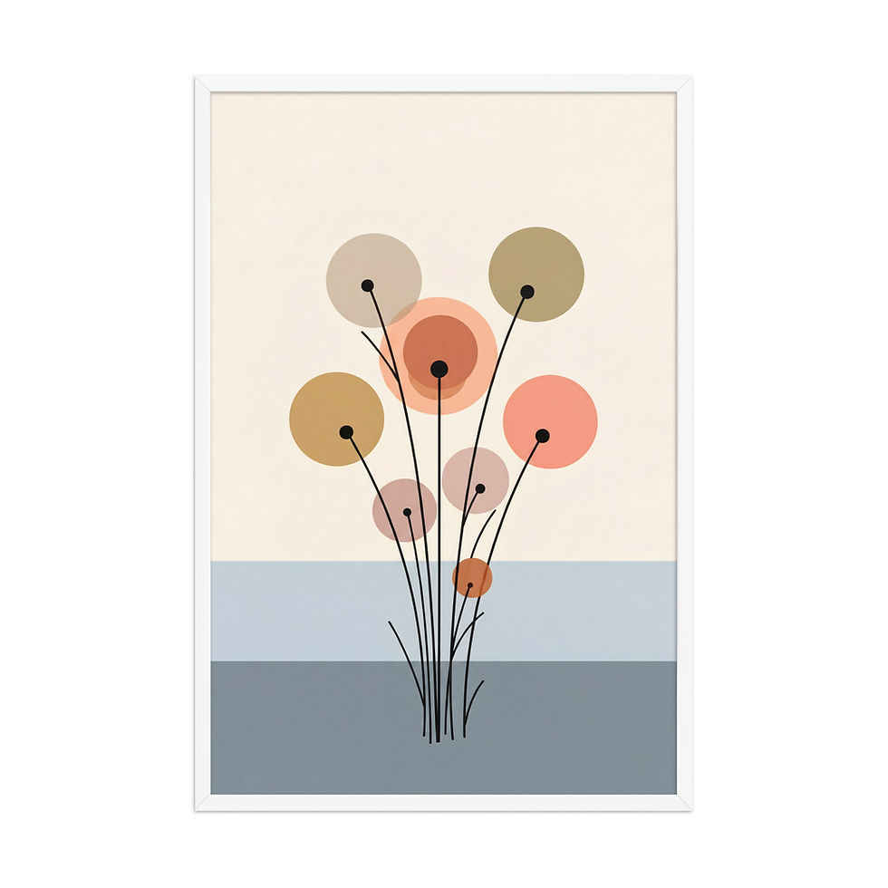 Thumbnail: Orbit Blooms — Minimal Geometric Floral Framed Mega Print
