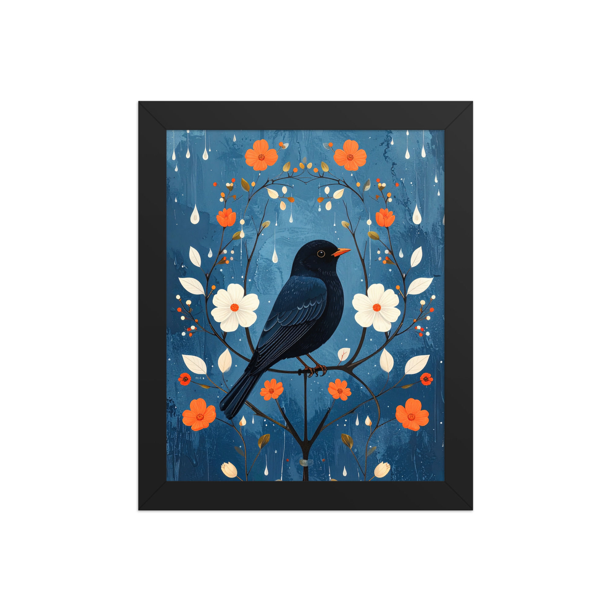 Bird on Blue Wall Art for Living Room