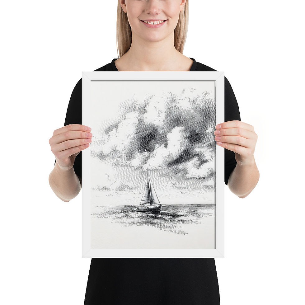 Thumbnail: Elegant Abstract Black and White Print - Stylish Frame