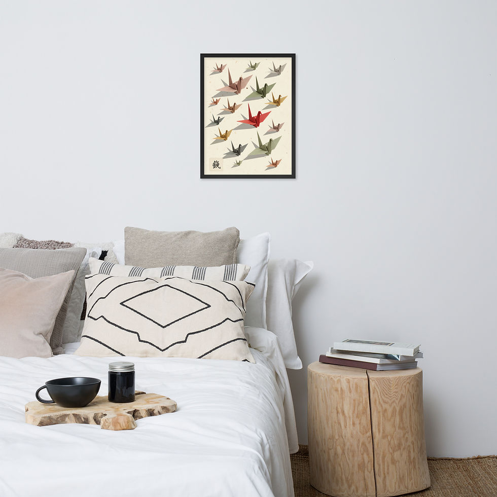 Thumbnail: Minimalist Origami Cranes Framed Wall Art