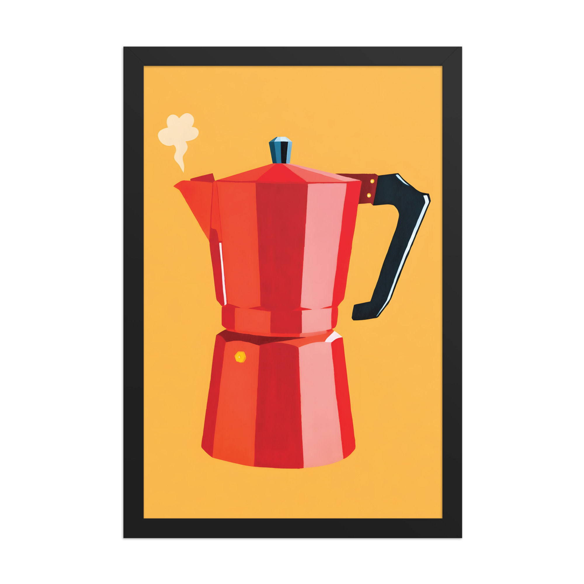 Red Coffee Pot Framed Eclectic Wall Art