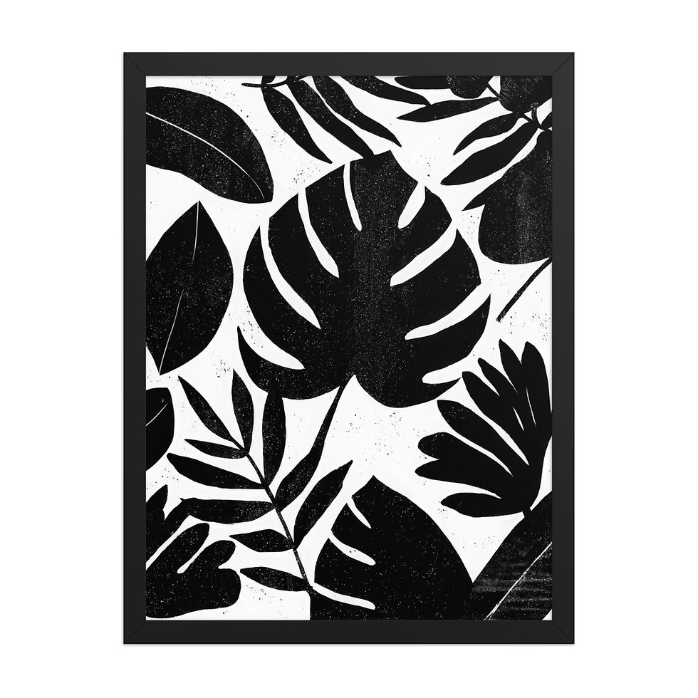 Thumbnail: Monstera Black & Beige Abstract Wall Art Print 