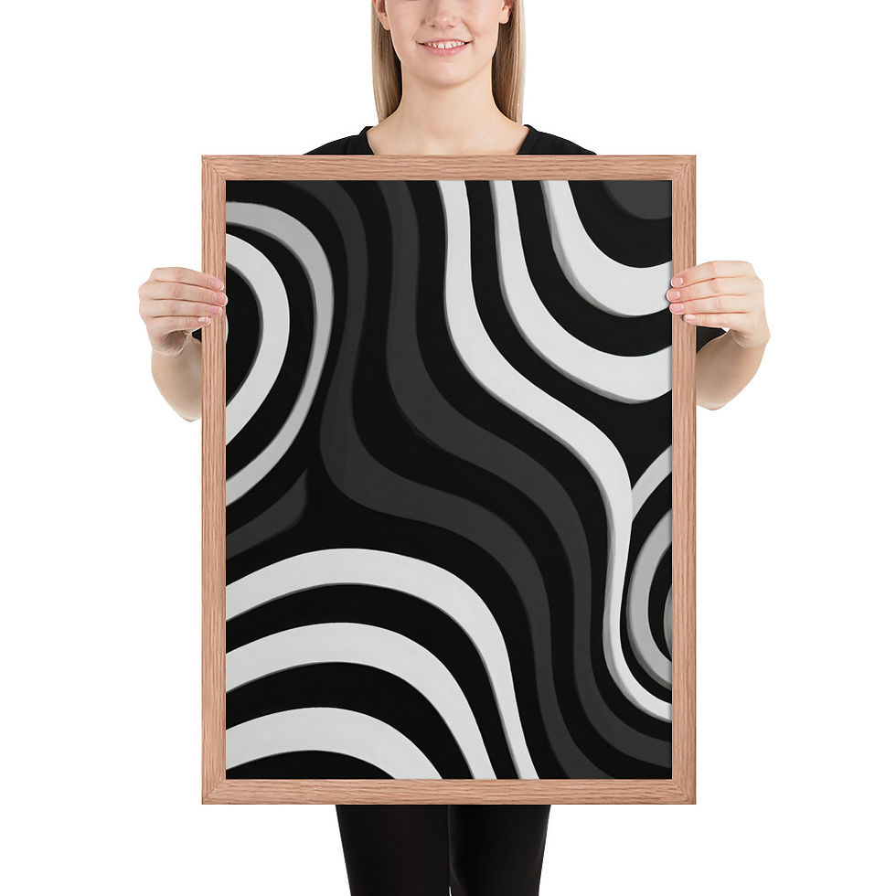 Thumbnail: Black & Beige Abstract Wall Art Print 