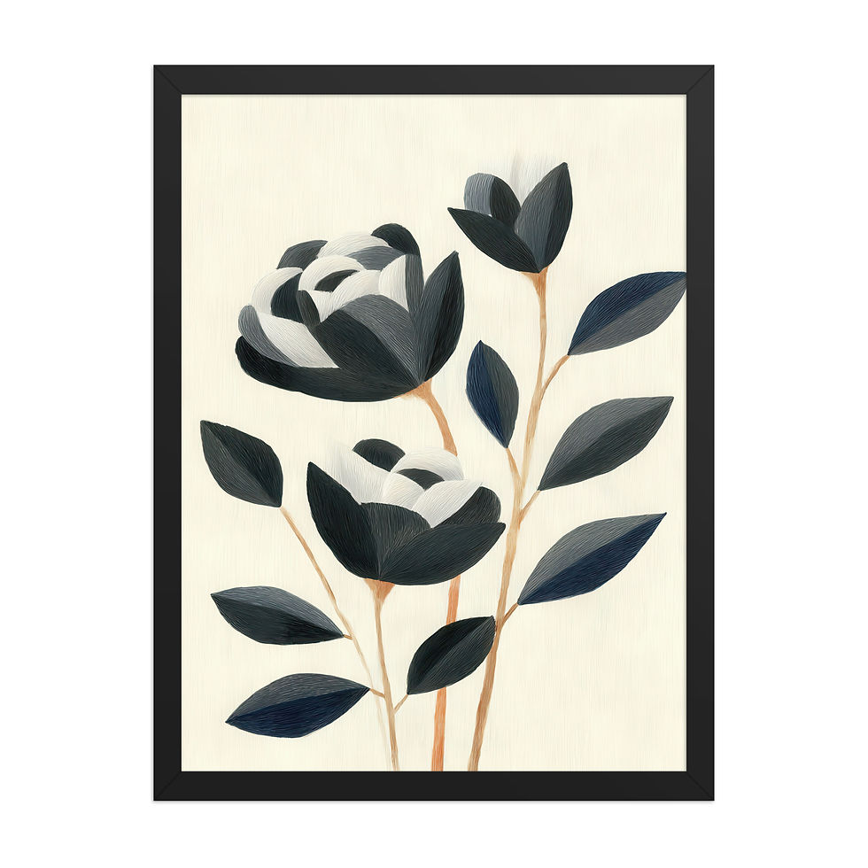 Thumbnail: Grey Roses Gouache Inspired Art Print 