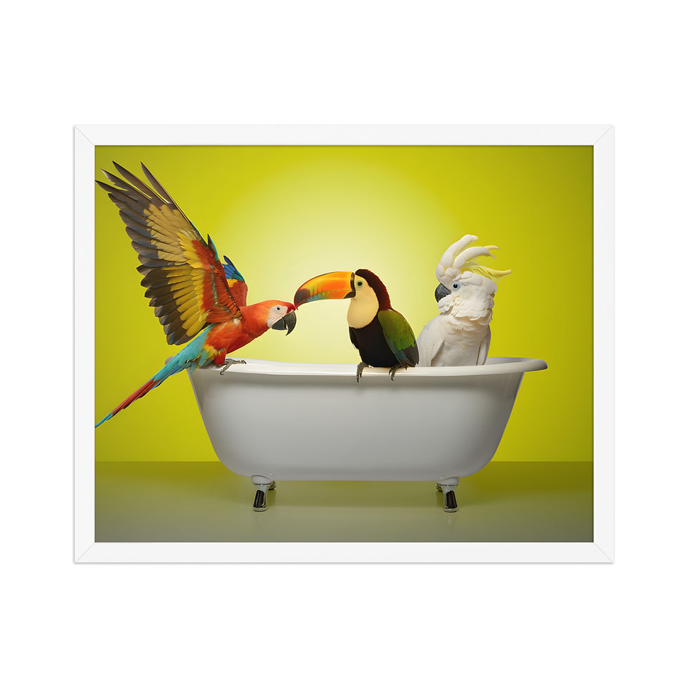 Thumbnail: Bird Trio in a Bath Framed Art Print