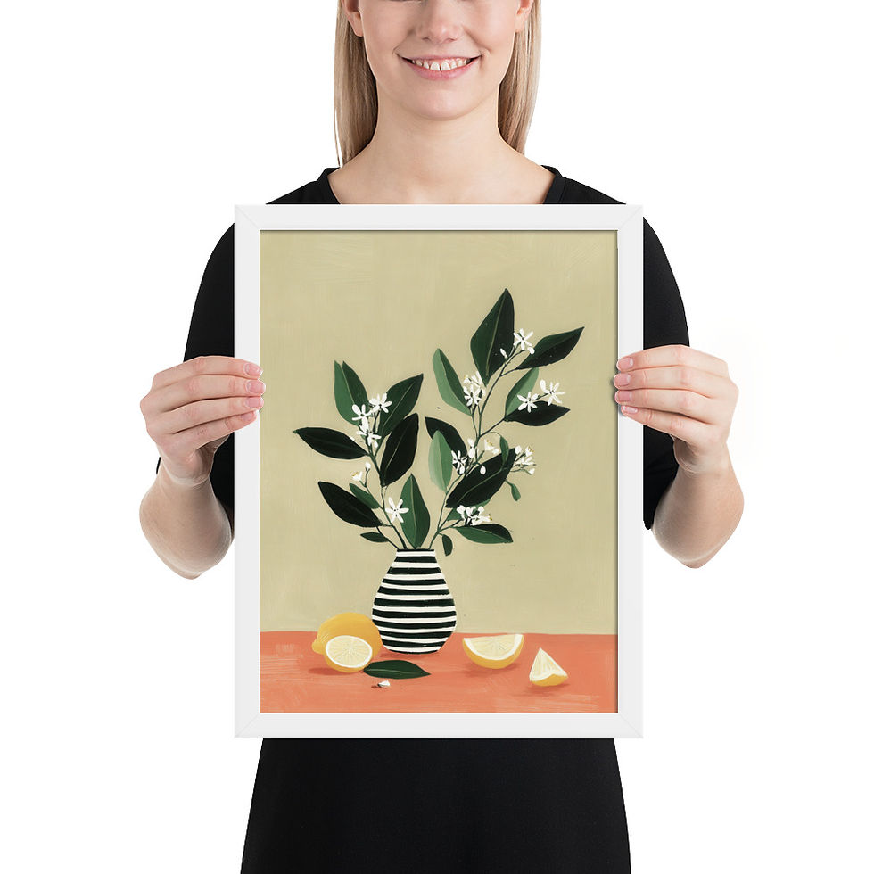 Thumbnail: Lemon Slices Gouache Inspired Art Print 