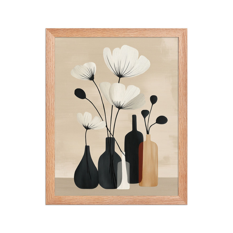 Thumbnail: Foral Vases Framed Neutral Print