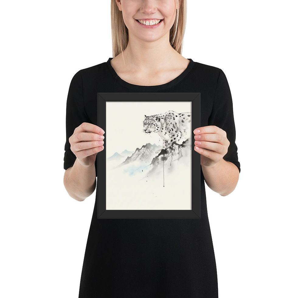 Thumbnail: Abstract Snow Leopard Minimalist Art Print