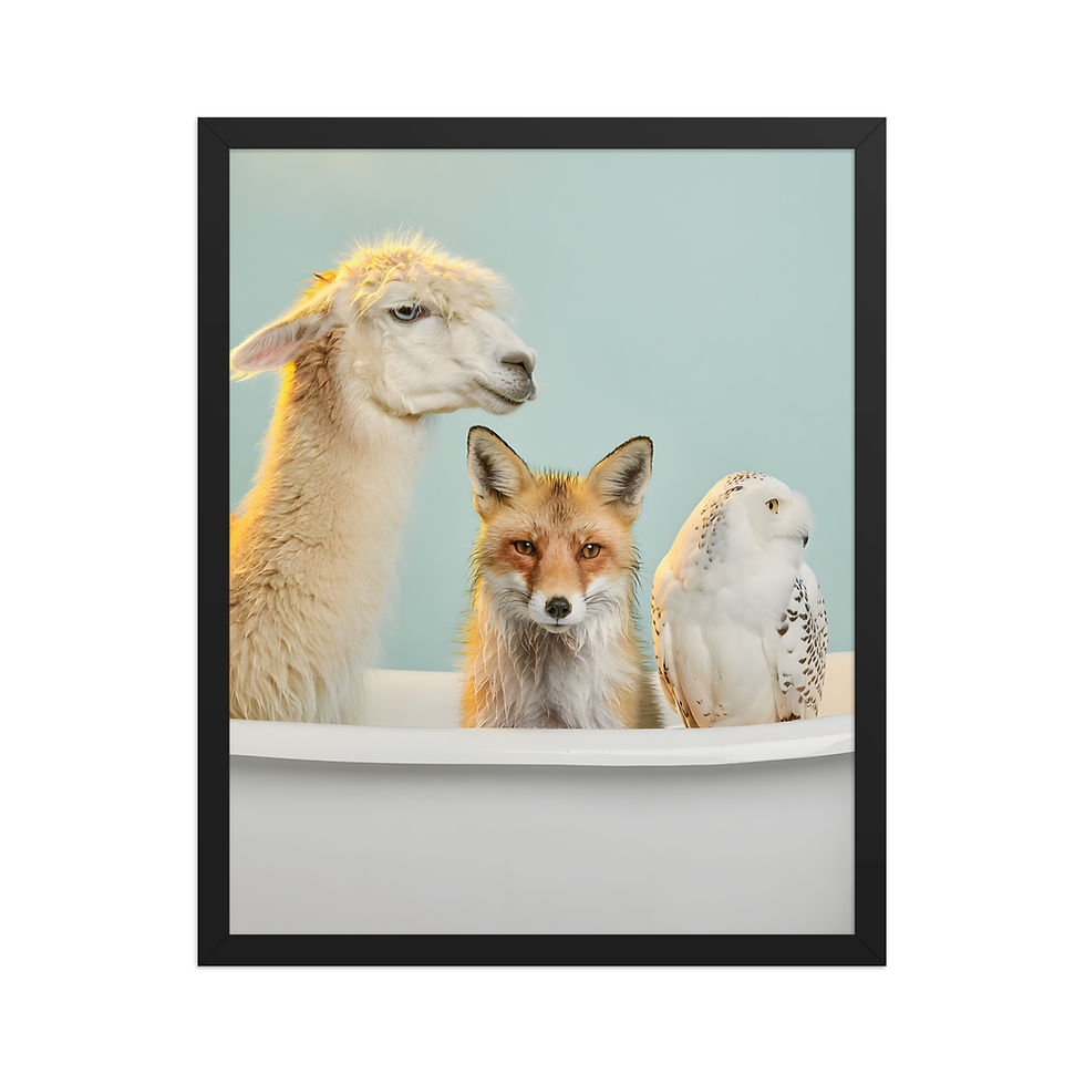 Thumbnail: Wet Animals in a Bathtub Funny Art Print