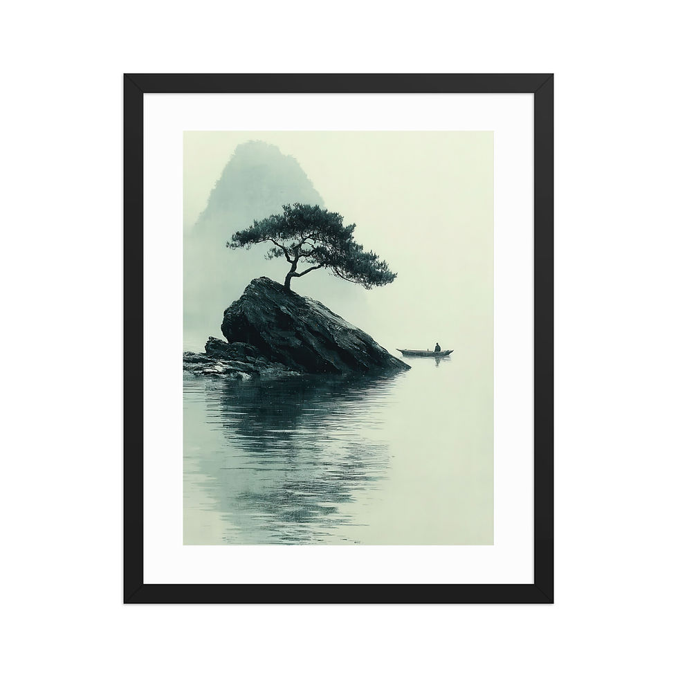 Thumbnail: Japandi Bonsai Tree reflecting on a Lake Sumi-e Ink Inspired