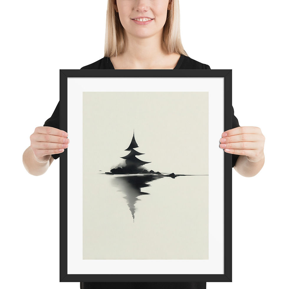 Thumbnail: Japandi Pine Tree Silhouette Reflection Sumi-e Inspired
