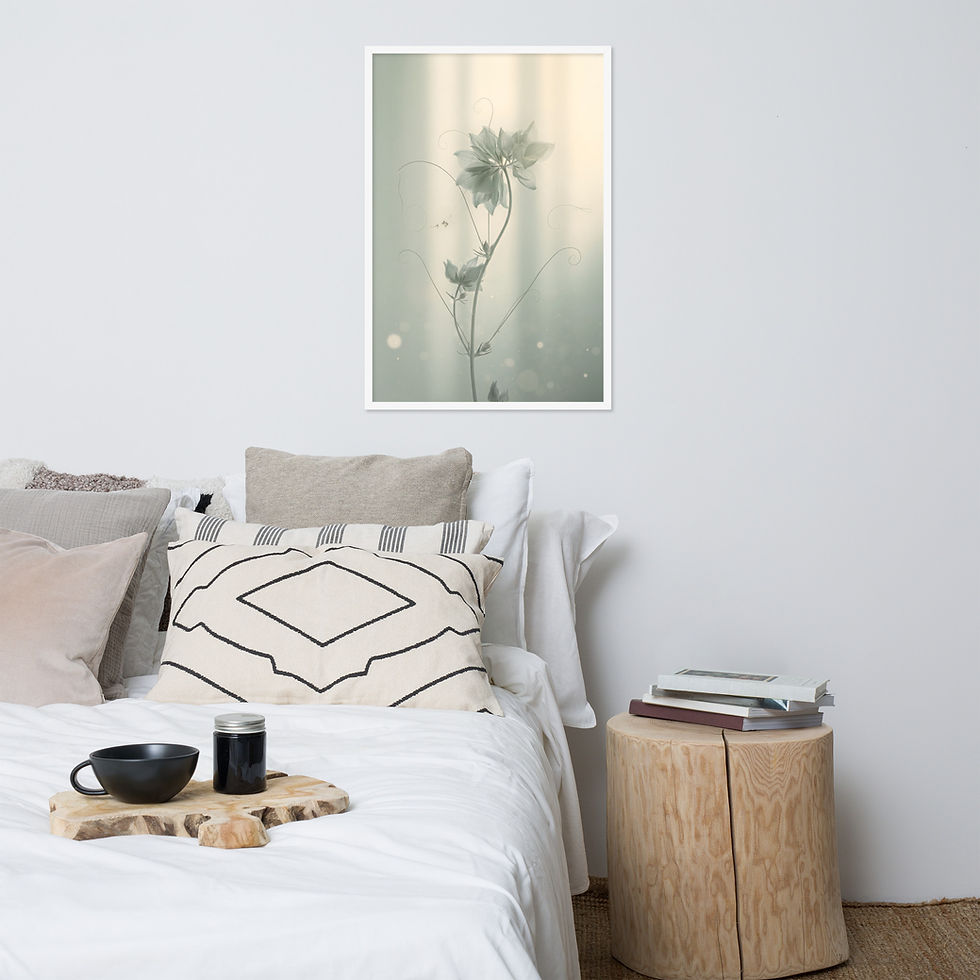 Thumbnail: Luminous Veil — Ethereal Botanical Framed Mega Print
