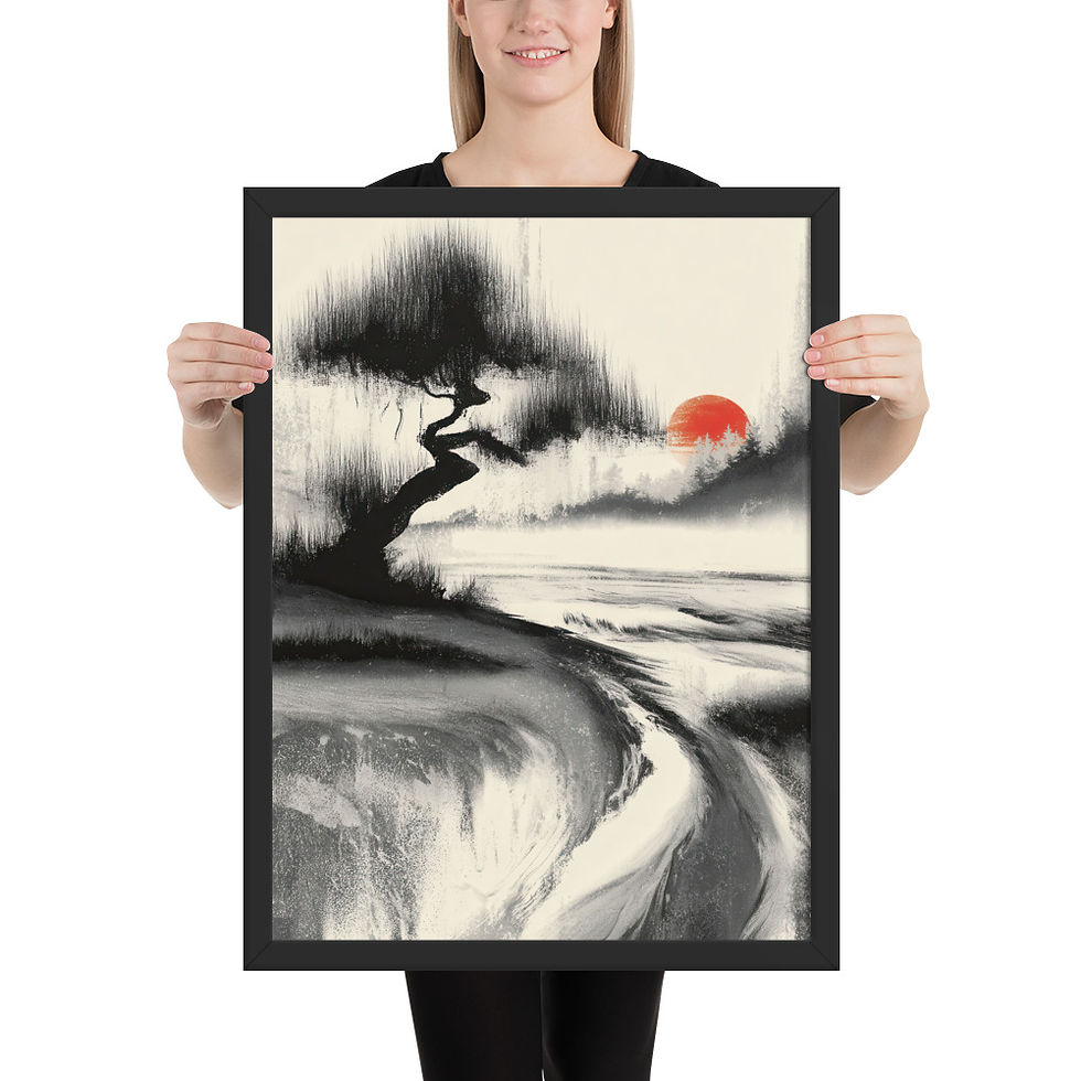 Thumbnail: Japandi Sumei-e Japanese Ink Inspired Print