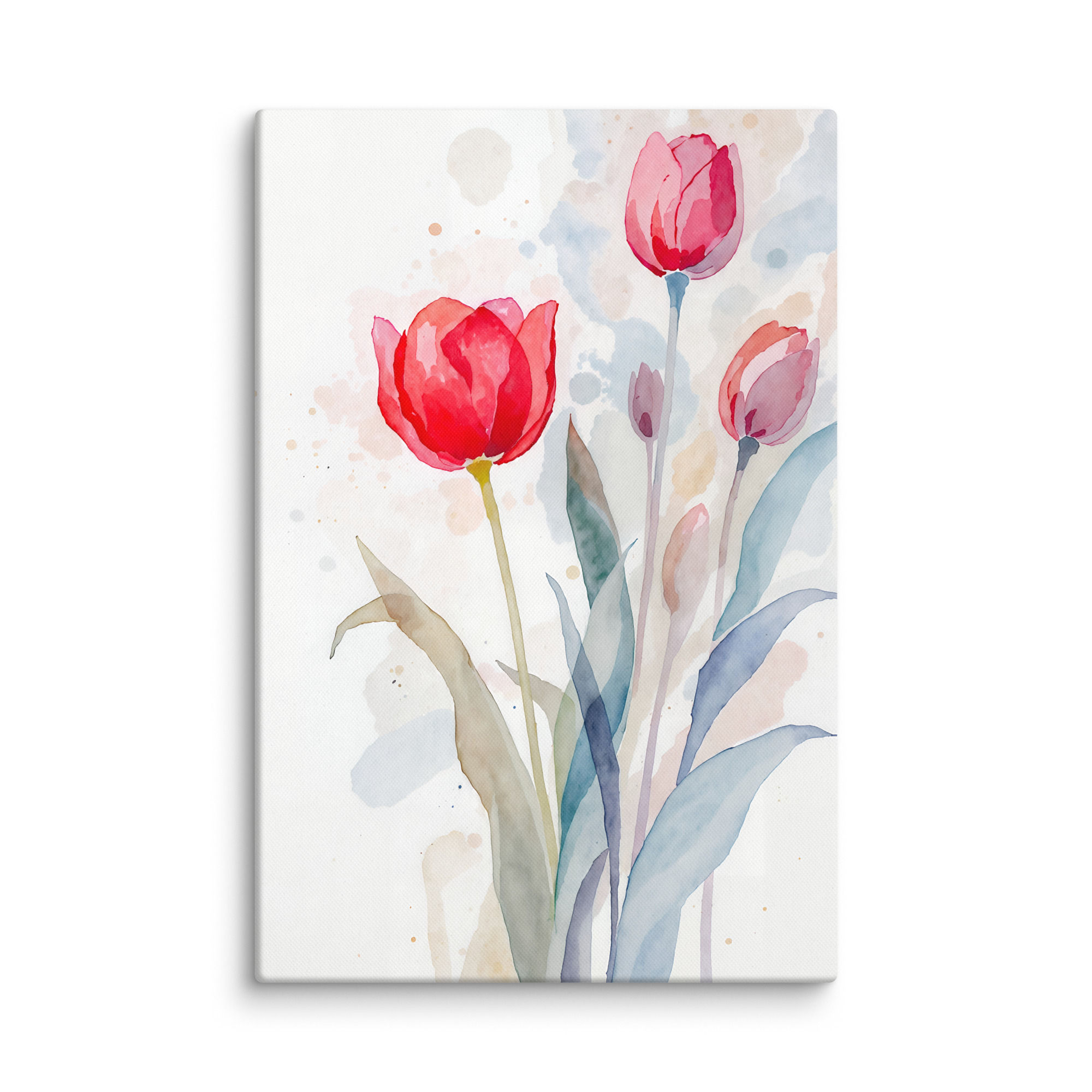 Watercolor Red Tulips Canvas Print