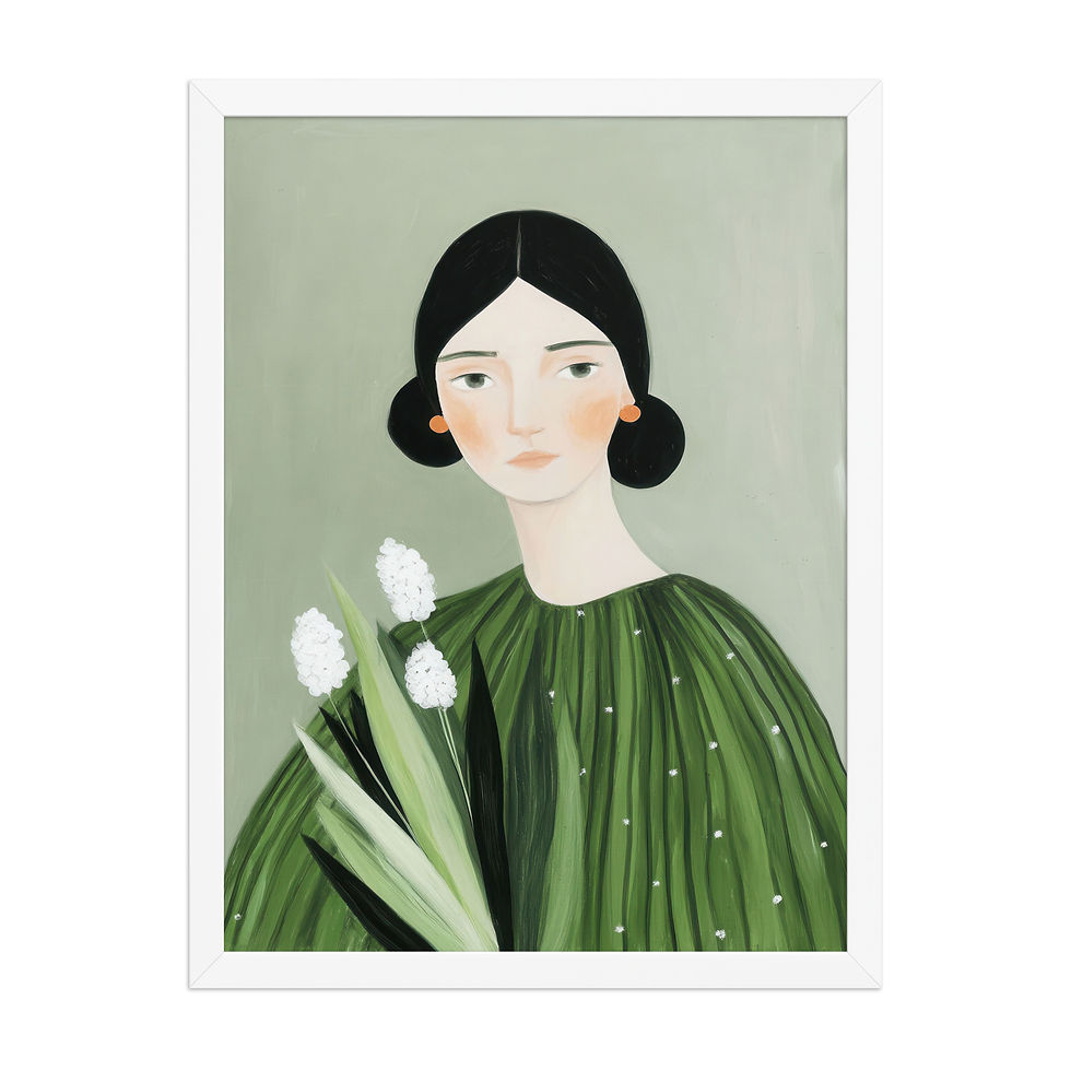 Thumbnail: Woman Figure Green Gouache  Inspired Art Print 