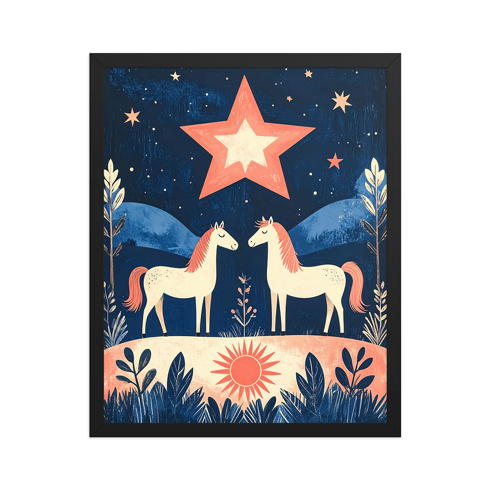 Thumbnail: Whimsical Horses Art Print for Nursery