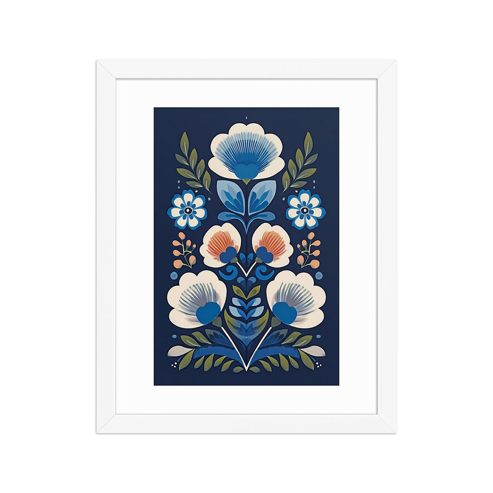 Thumbnail: Scandinavian Folk Botanical Wall Art - Modern Nature Aesthetics