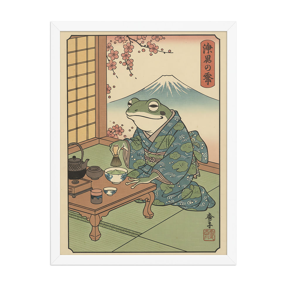 Thumbnail: Tea Making Frog Japanese Style Art Print