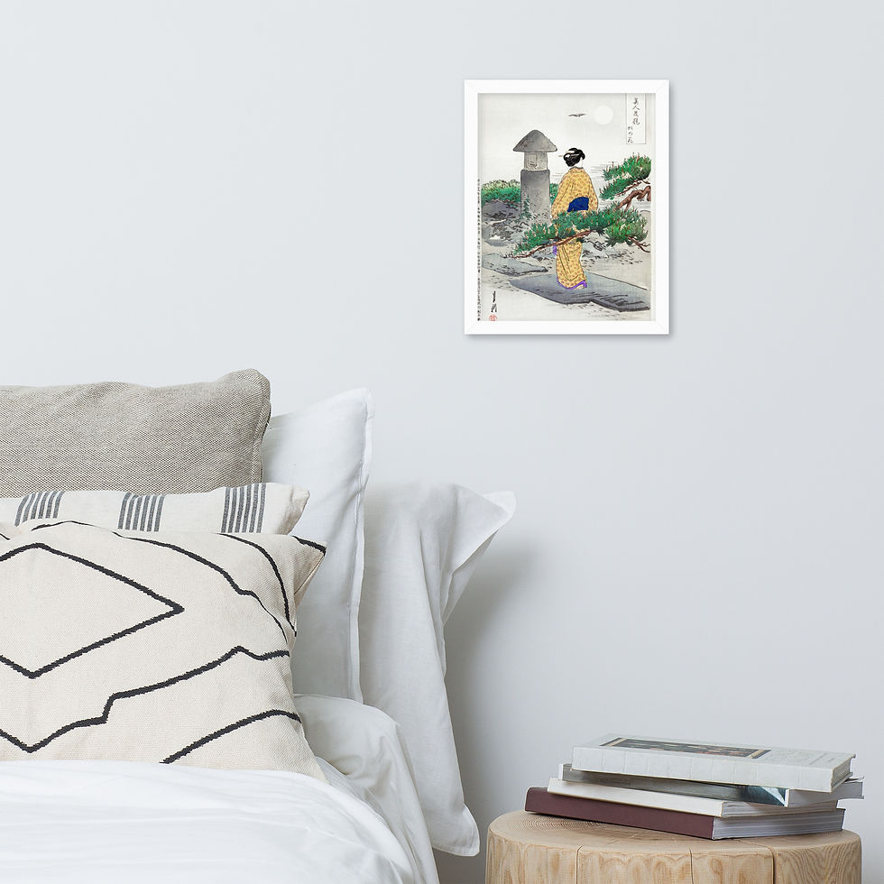 Thumbnail: Full Moon and Pine Tree (1896) by Ogata Gekko Framed Art Print
