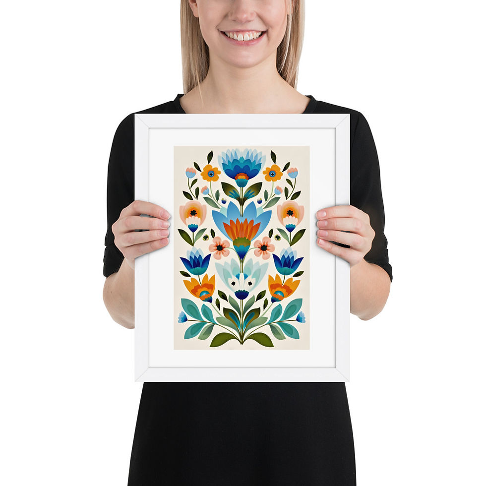 Thumbnail: Folk Style Scandinavian Botanical Prints - Elegant Wall Art