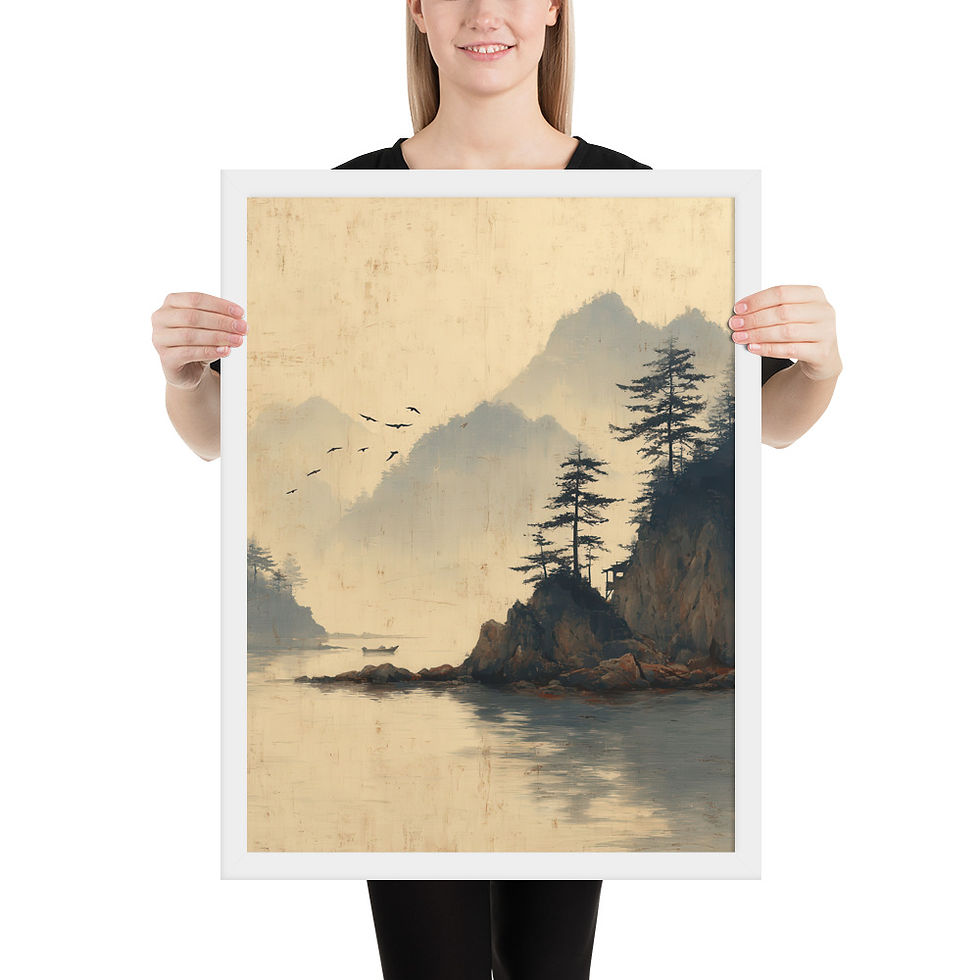 Thumbnail: Japandi Landscape in Sumi-e Inspired Ink Wash Print