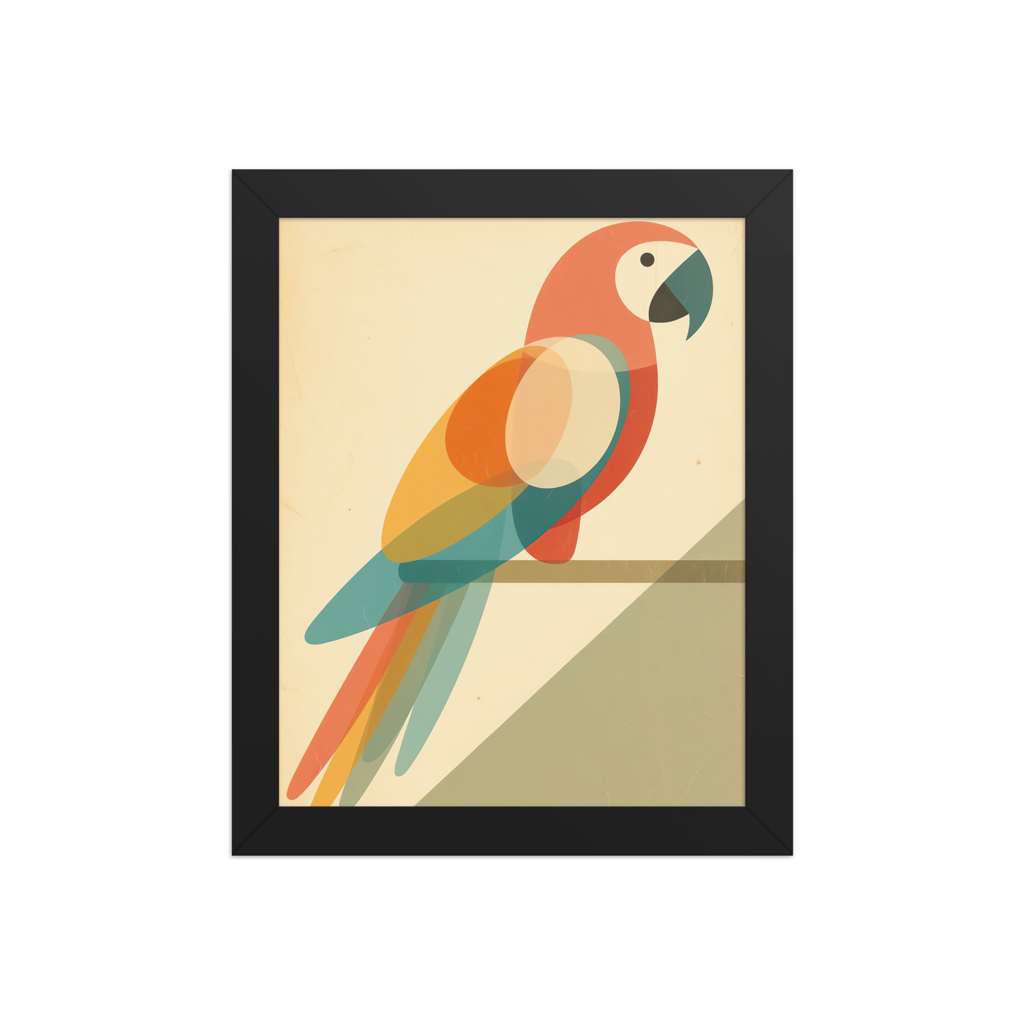 Geometric Parrot in Mid-century Art Style
