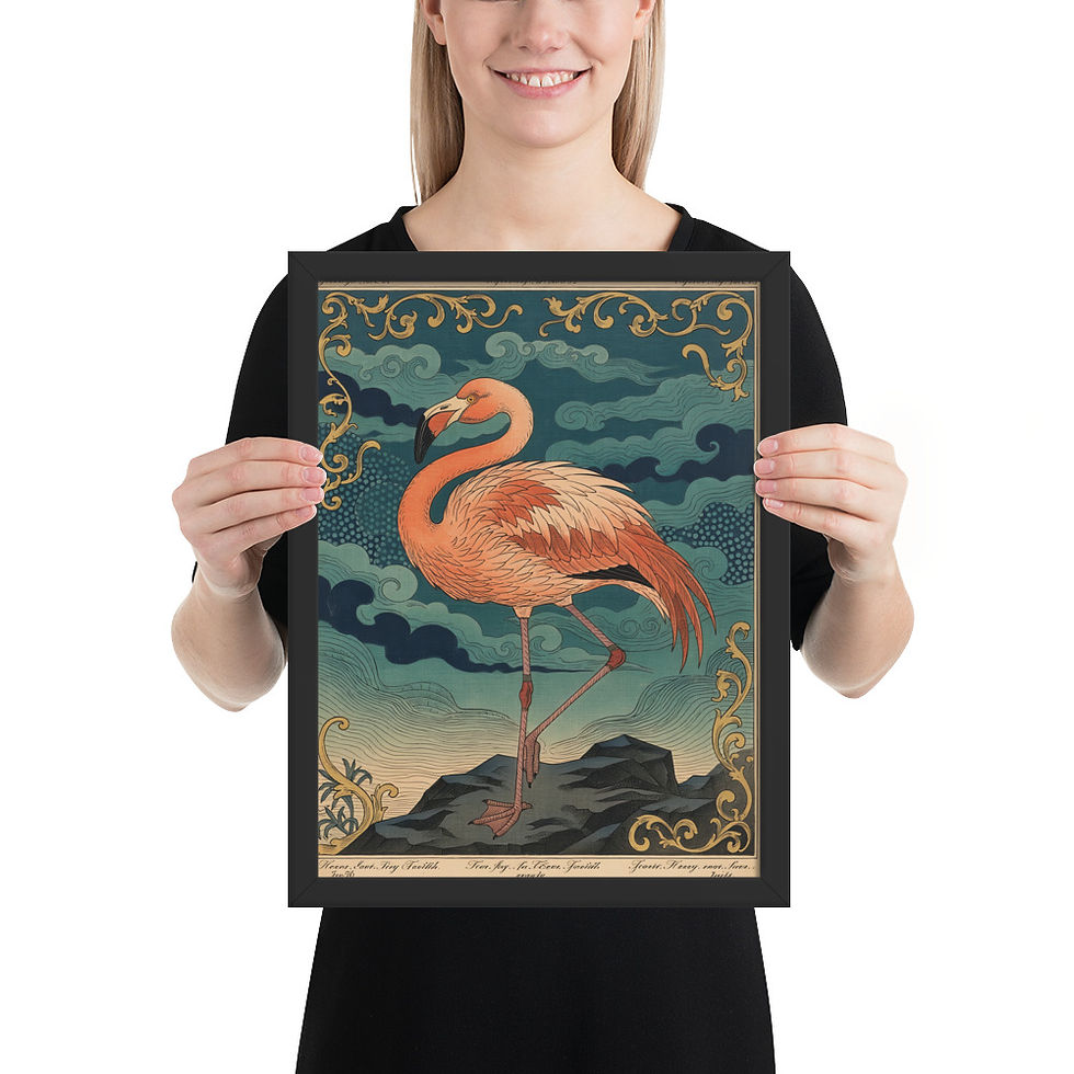 Thumbnail: Blue Art Deco Flamingo Art Print