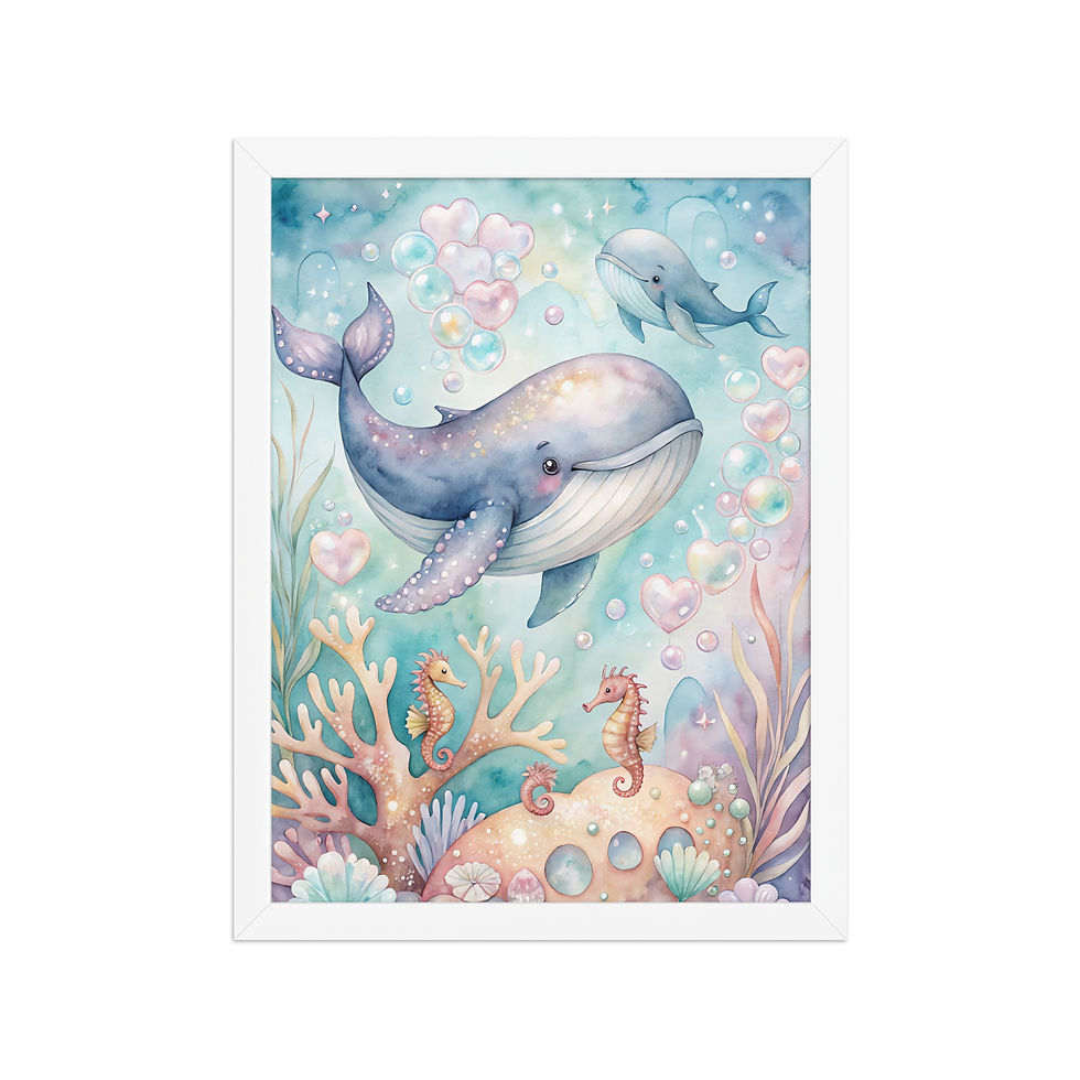 Thumbnail: Whimsical Whale Nursery Art Print