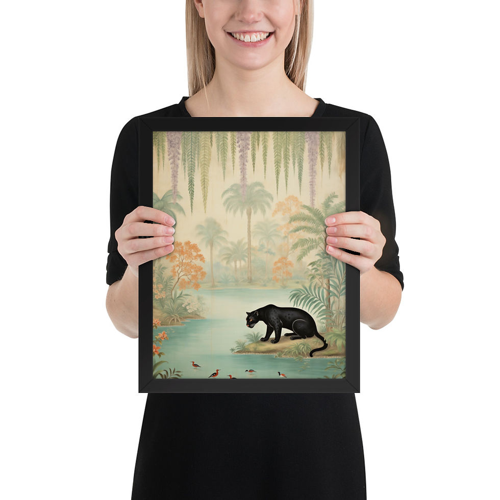 Thumbnail: Vintage Jungle Jaguar Chinoiserie Style