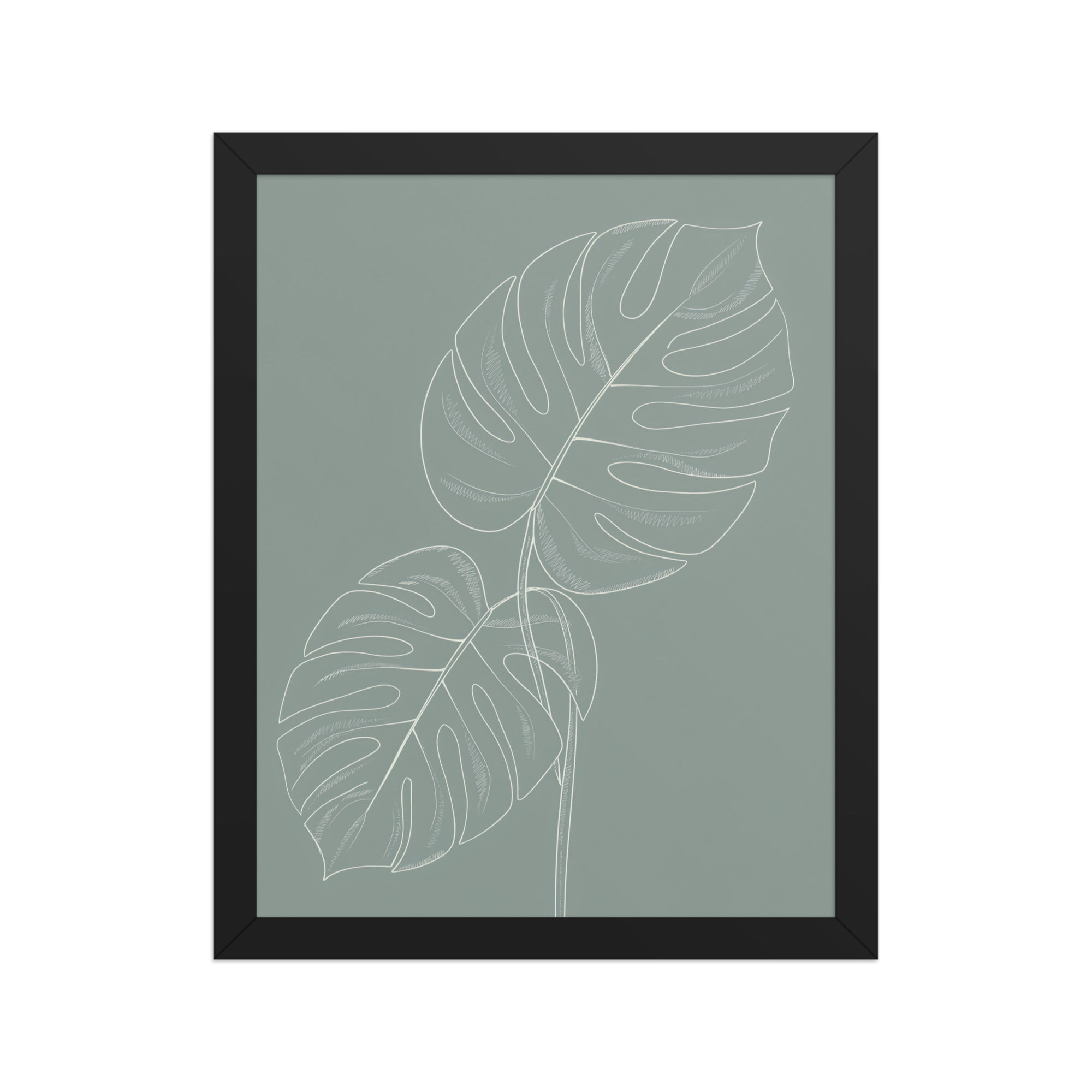 Monstera Leaf Lines Minimalist Art Print