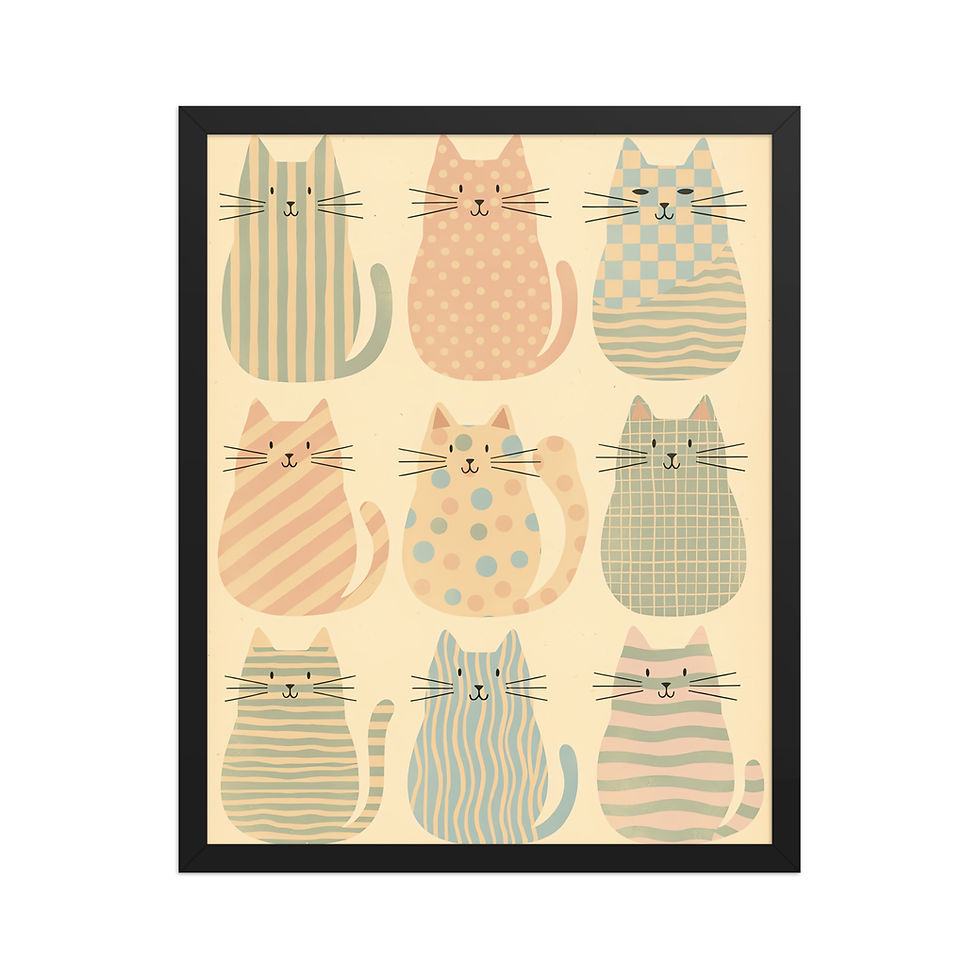 Thumbnail: Patterned Cats Framed Wall Art