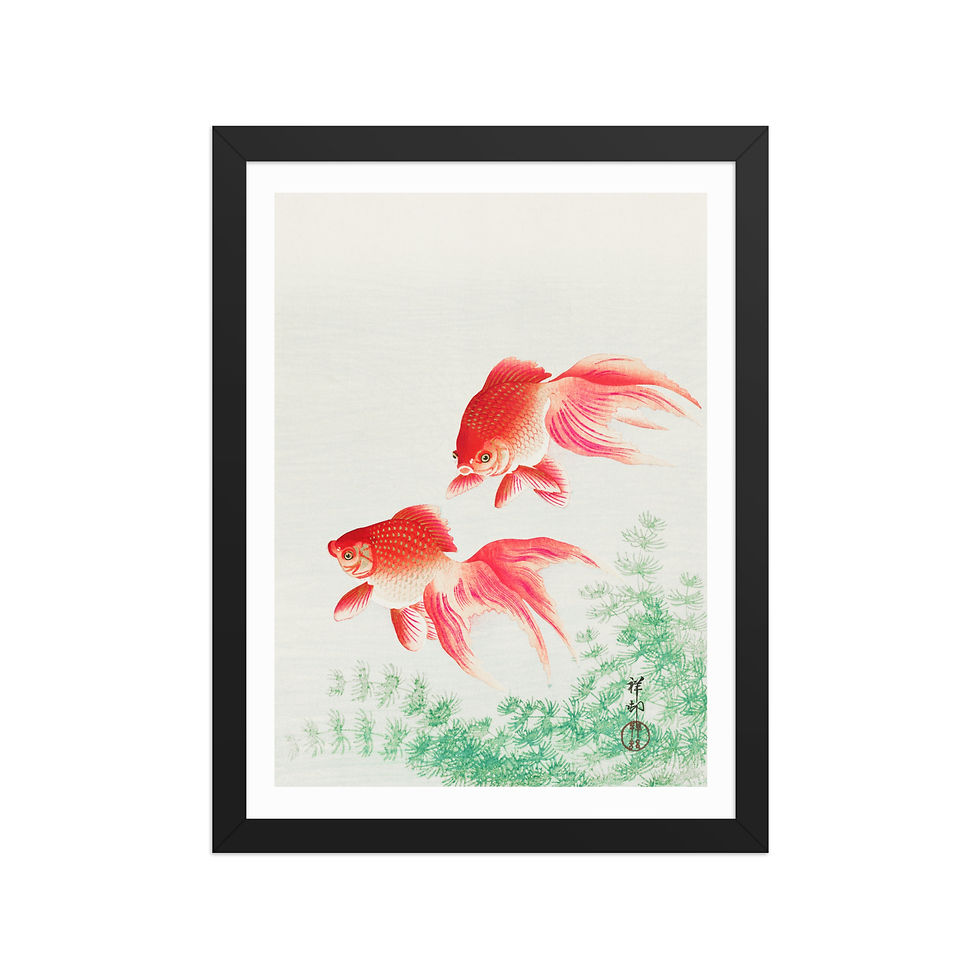 Thumbnail: Japanese Goldfish in Pond Print | Serene Zen Aquatic Wall Art