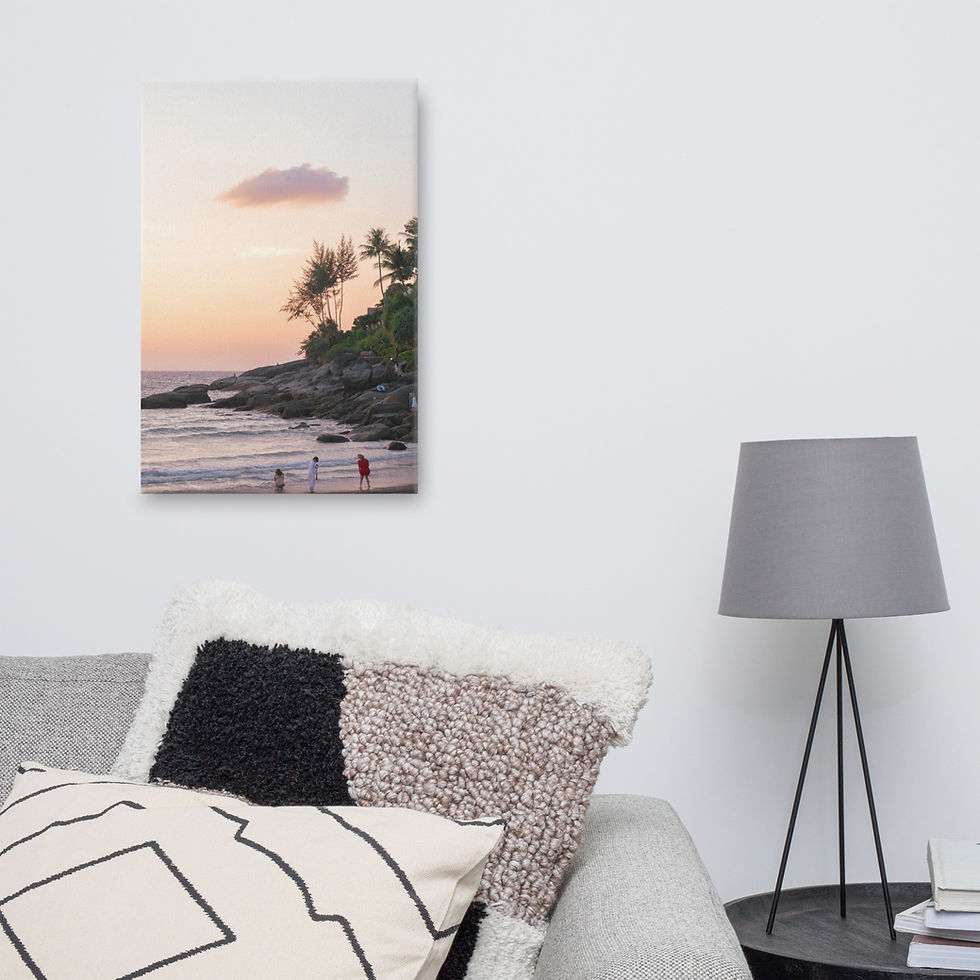 Thumbnail: Serene Coast Canvas | Sunset Walks on Rocky Beach Print
