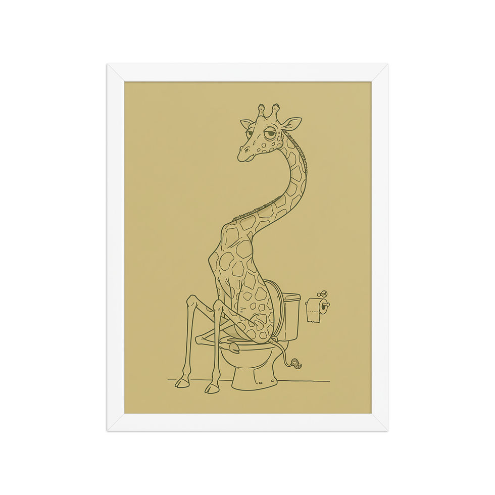 Thumbnail: Giraffe on the Toilet Quirky Art Print