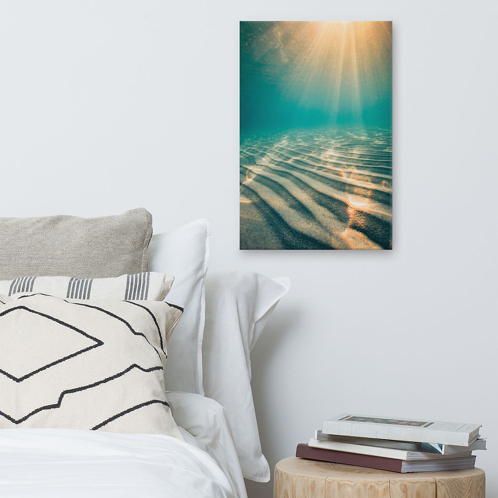 Thumbnail: Underwater Sunlight Canvas - Peaceful Ocean Floor Photography Wall Art