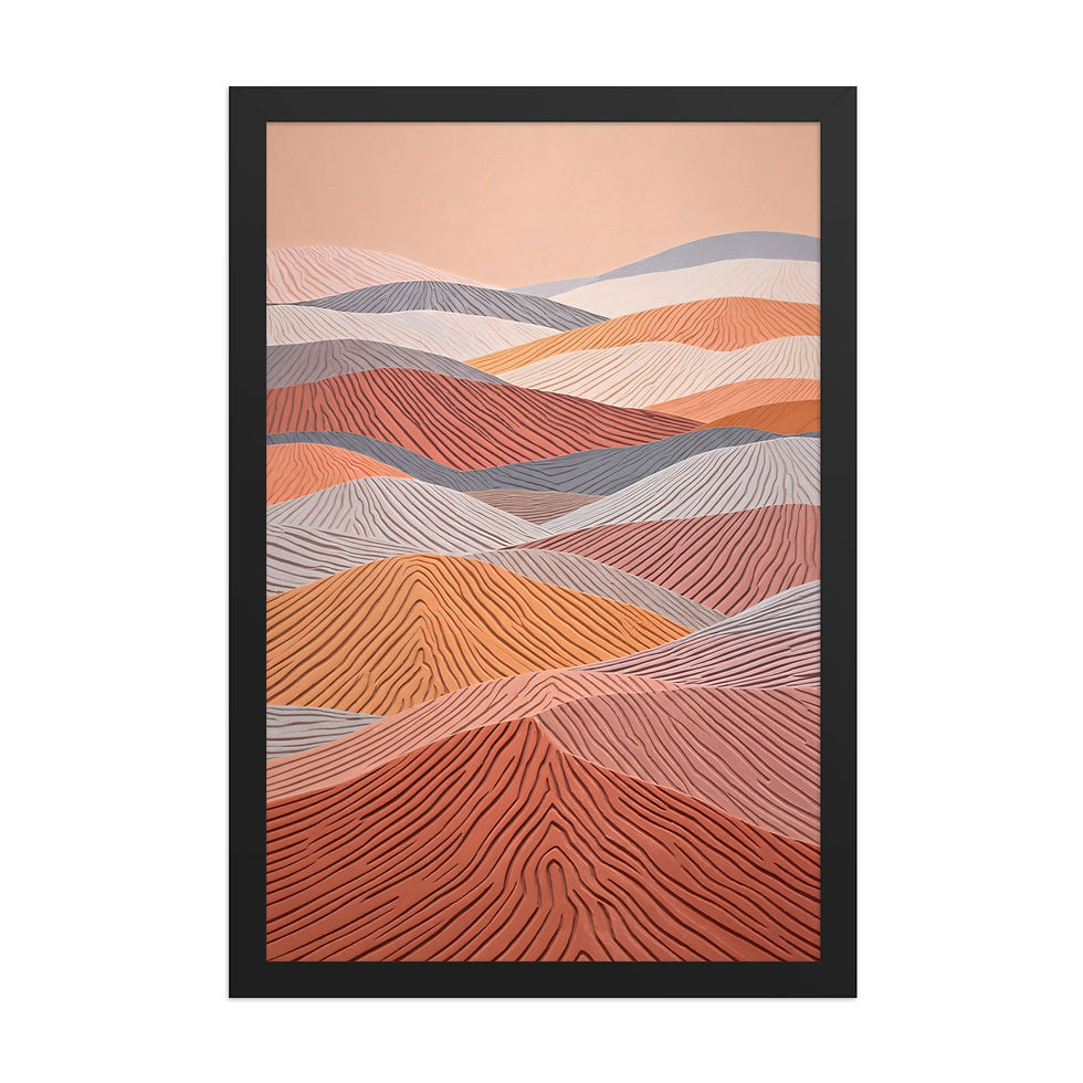 Thumbnail: Abstract Mountain Landscape Art Print: Terracotta Wave Line Wall Decor Print